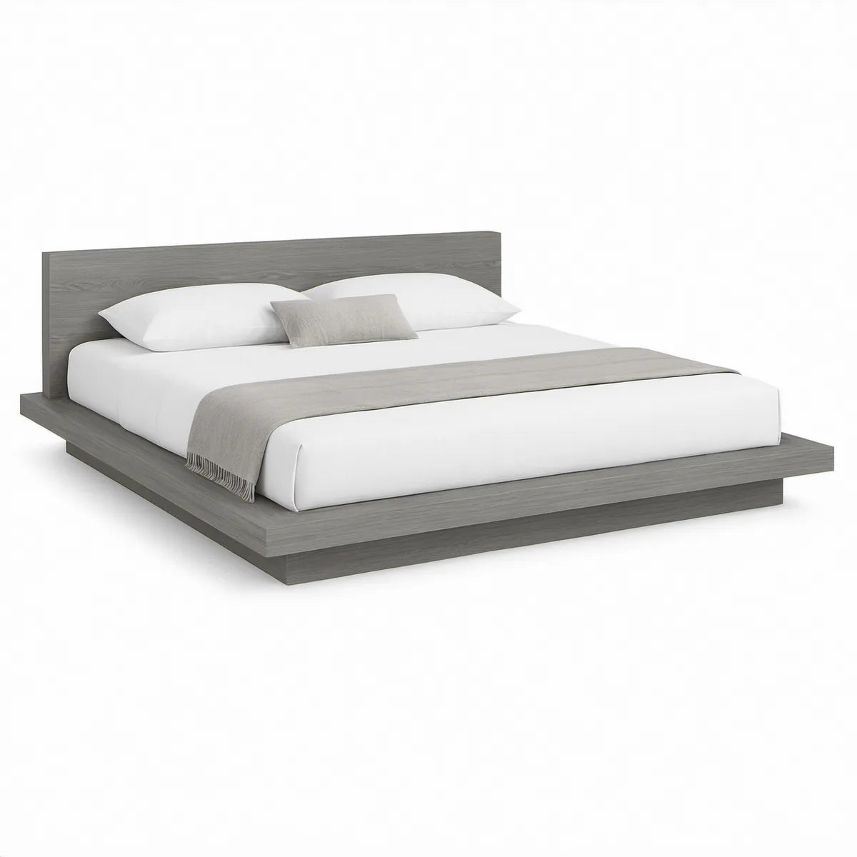 Cama de Casal em MDF Cinzento para Colchão 160 x 200 cm