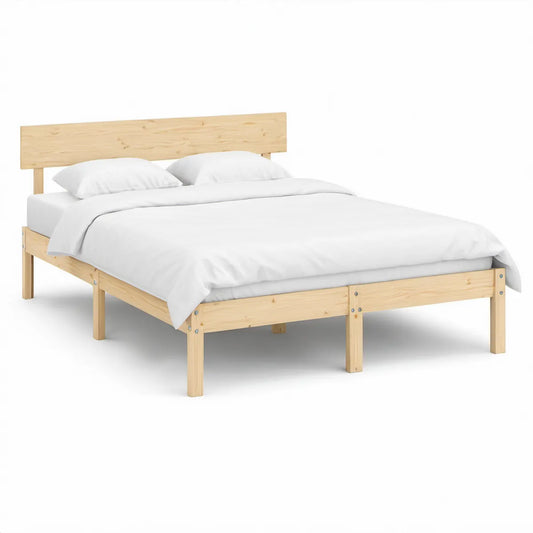 Cama de Casal em Pinheiro Maciço Natural para Colchão 140 x 200 cm