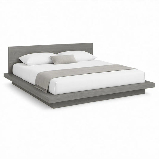 Cama de Casal em MDF Cinzento para Colchão 160 x 200 cm